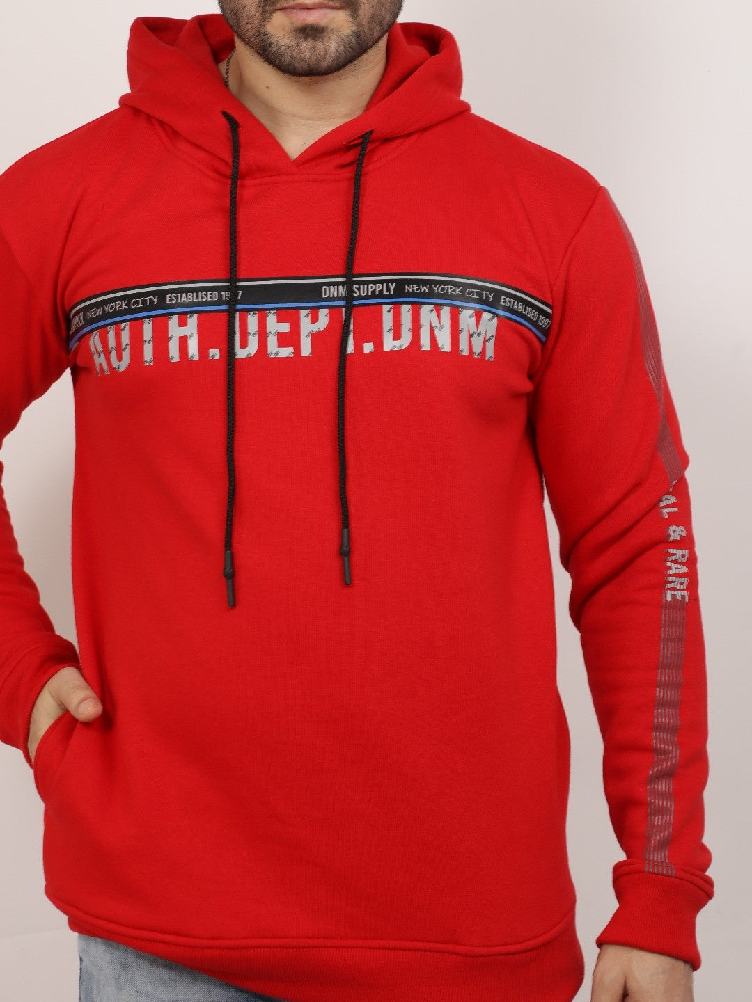 Red Printed Hooded Sweatshirt