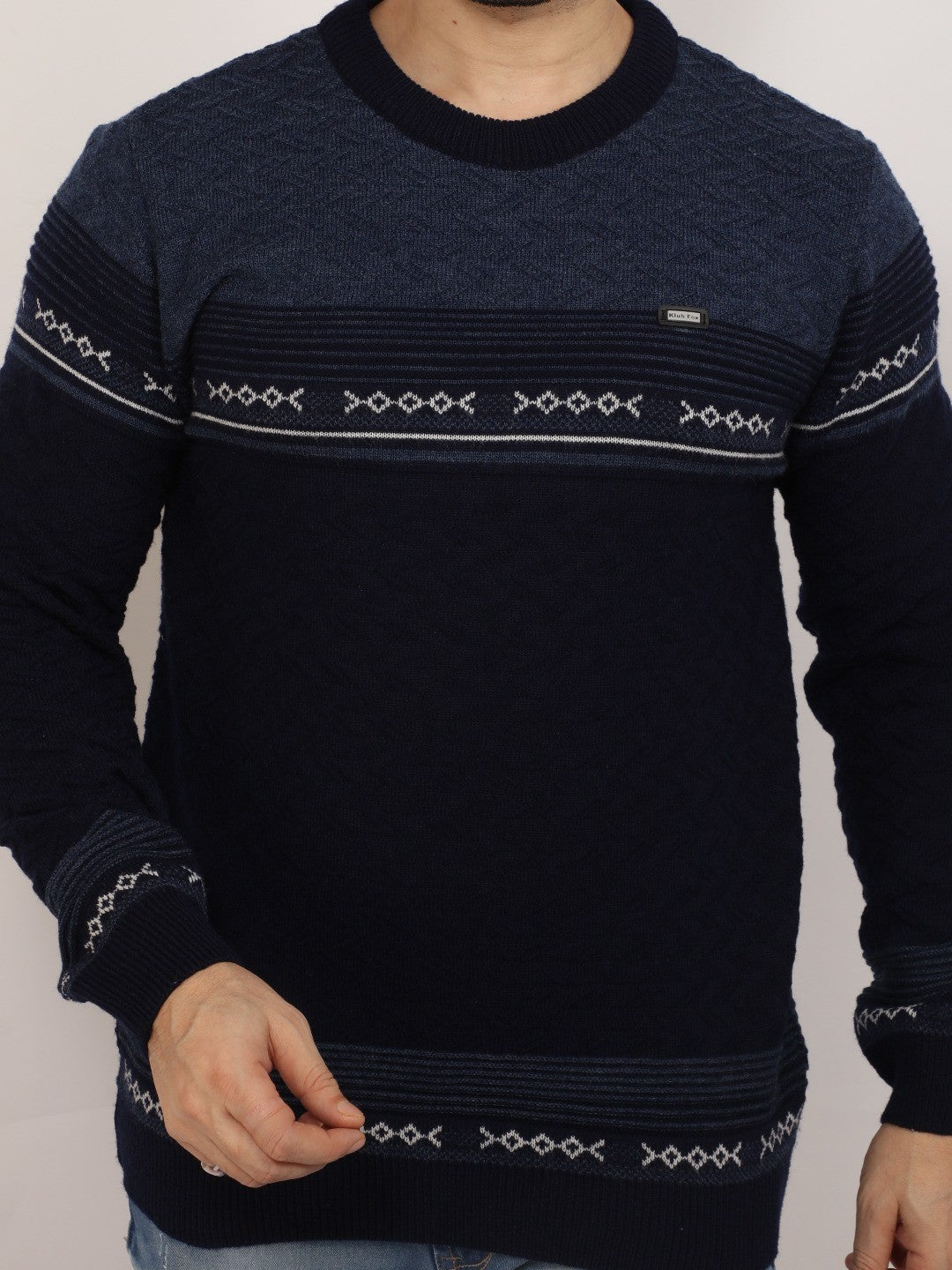 Navy Jacquard Sweater