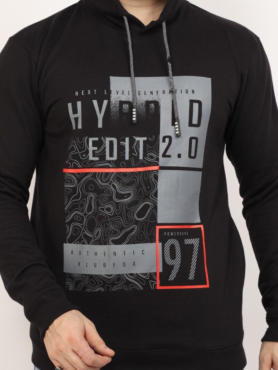 Black Printed Hooded Sweatshirt