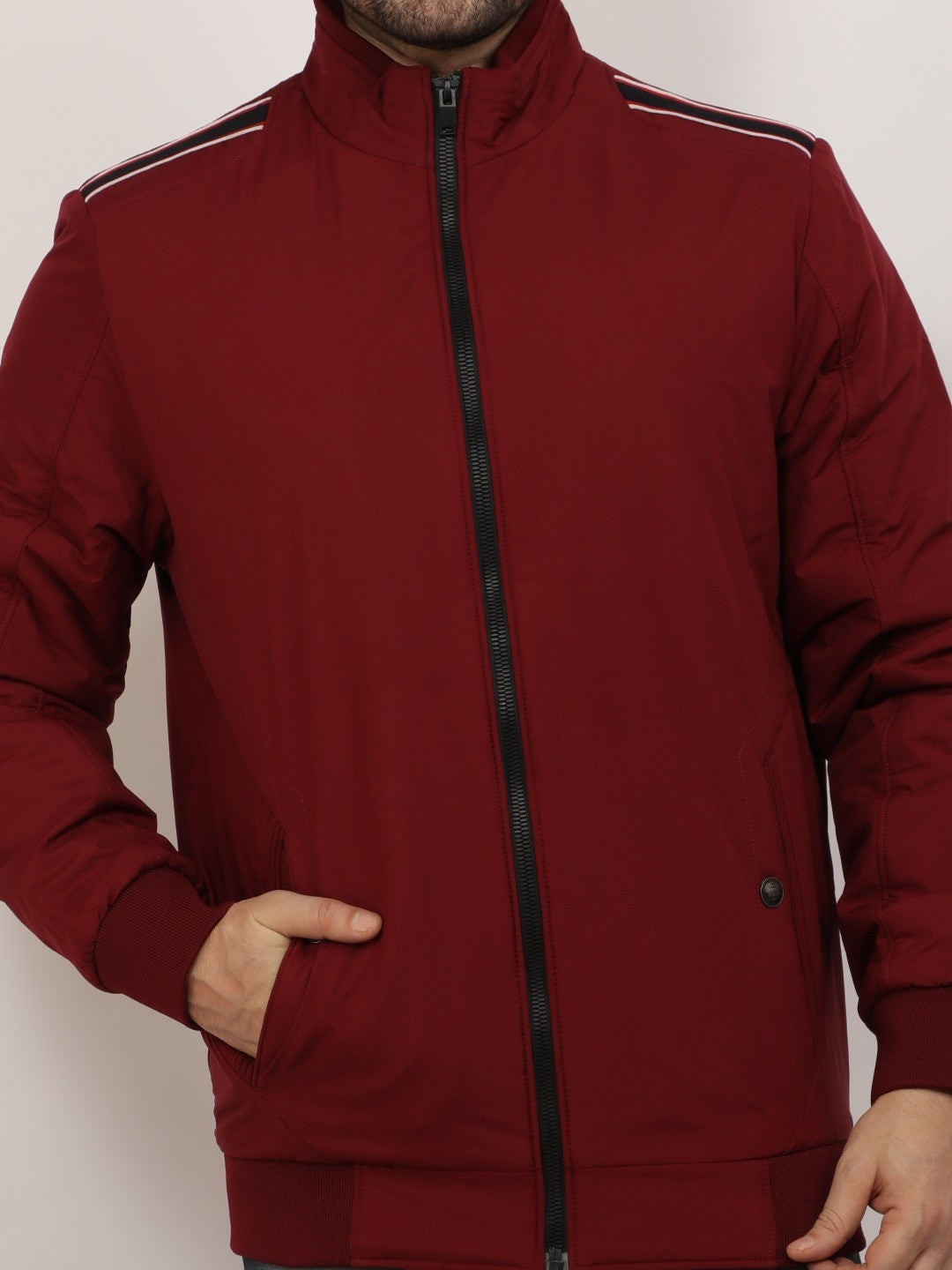 Wine Solid Crew Jacket