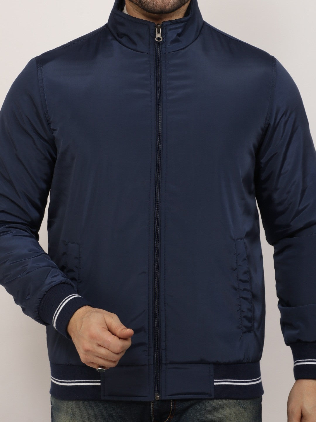 Navy Solid Band Jacket