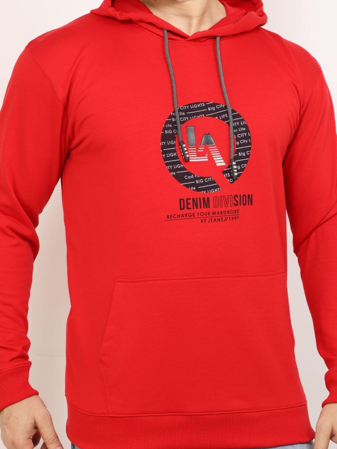 Red Printed Hooded Sweatshirt