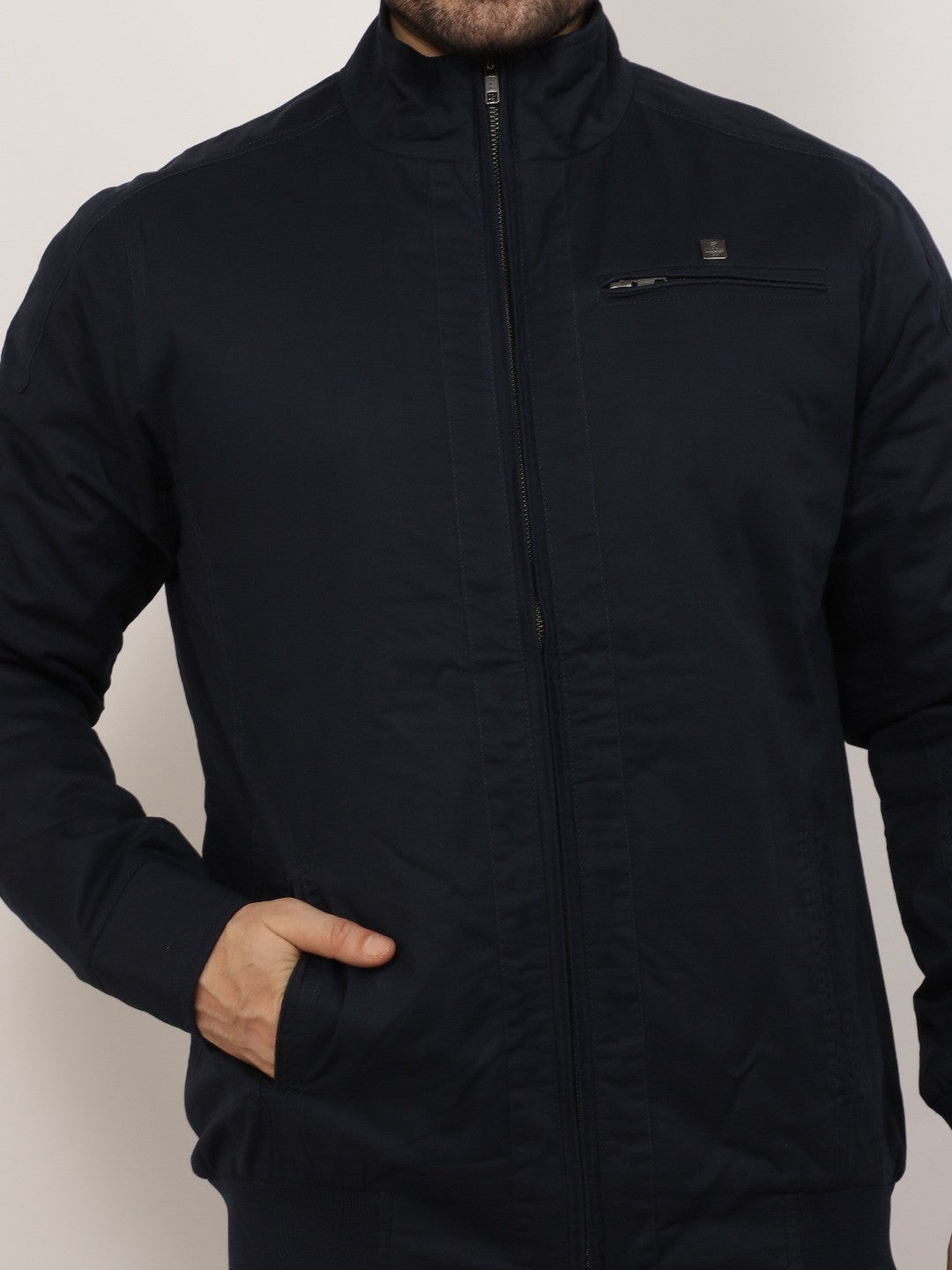 Navy Solid Band Jacket