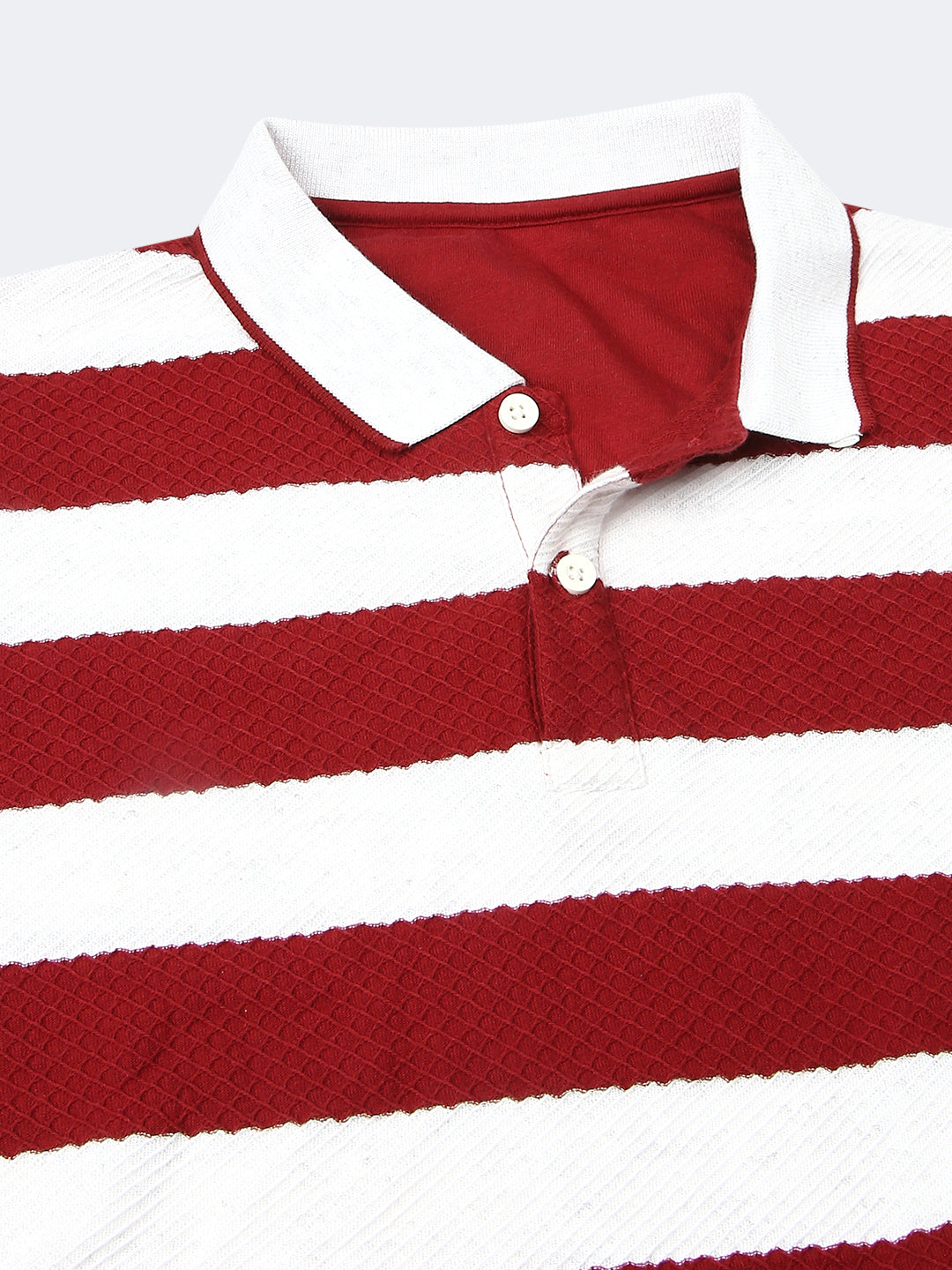 Euru Maroon Striped Regular Fit Half Sleeve T-Shirt