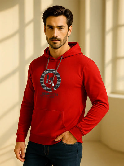 Red Printed Hoodie Sweatshirt