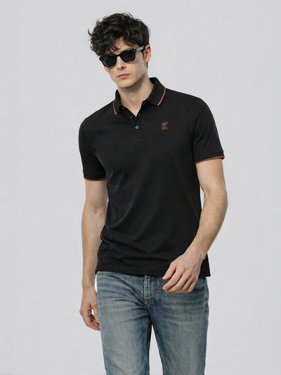 Black Embroidery Polo T-Shirt